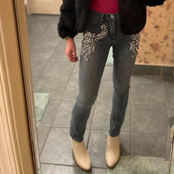 Cache Embellished Rhinestone Gems Denim y2K Statement Jean Size Women’s Sz 24 - Picture 8 of 16